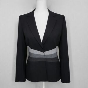 BCBGMaxAzria Y2K Mob Wife Office Siren Black Gray Colorblock Blazer Size 6